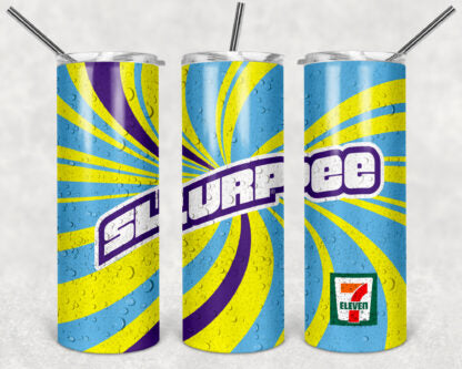 Slurpee 20oz Skinny Tumbler custom drinkware - with straw - Stainless Steel - 7 Eleven