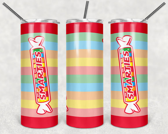 Smarties Candy 20oz Skinny Tumbler custom drinkware - with straw - Stainless Steel cup