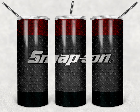 Snap-On Tools 20oz Skinny Tumbler custom drinkware - with straw - Stainless Steel