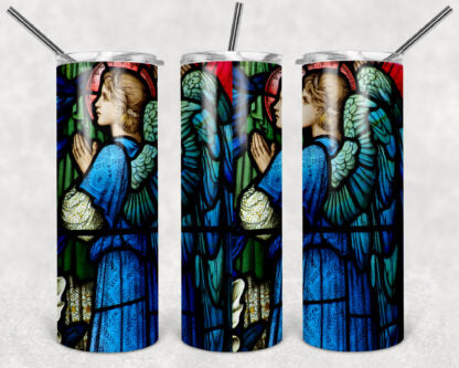 Stained Glass Angels 20oz Skinny Tumbler custom drinkware - with straw - Stainless Steel