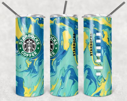 Starbucks Swirls 20oz Skinny Tumbler custom drinkware - with straw - Stainless Steel cup