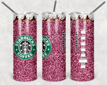 Starbucks Pink Glitter 20oz Skinny Tumbler custom drinkware - with straw - Stainless Steel cup