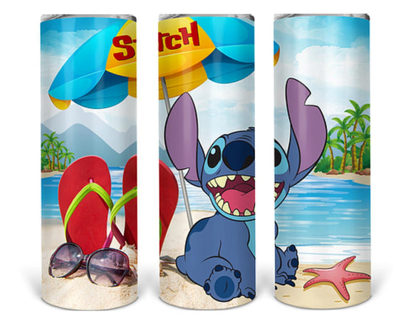 Stitch On The Beach 20oz Skinny Tumbler custom drinkware - with straw Stainless Steel Cup