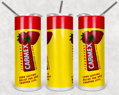 Strawberry Carmex 20oz Skinny Tumbler custom drinkware - with straw - Stainless Steel cup