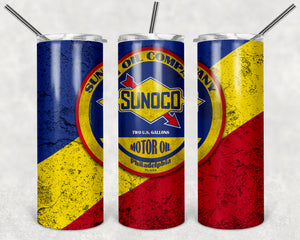 Sunco Motor Oil 20oz Skinny Tumbler custom drinkware - with straw - Stainless Steel cup