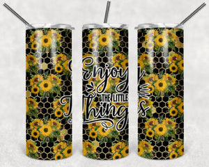 Sunflower Enjoy The Little Things 20 oz Skinny Tumbler custom drinkware - with straw