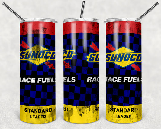 Sunoco Race Fuels 20oz Skinny Tumbler custom drinkware - with straw - Stainless Steel cup
