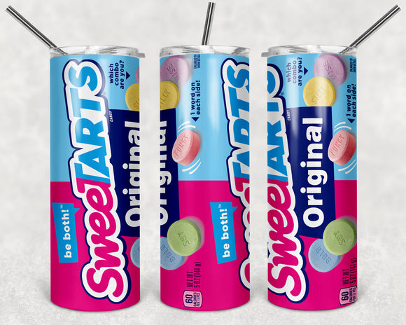 Sweetarts Candy 20oz Skinny Tumbler custom drinkware - with straw - Stainless Steel cup