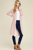 Long Sleeves Striped Cardigan, floral cuff with thumbholes- Black and white