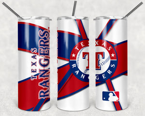 Texas Rangers 20oz Skinny Tumbler custom drinkware - with straw - Stainless Steel cup - Baseball