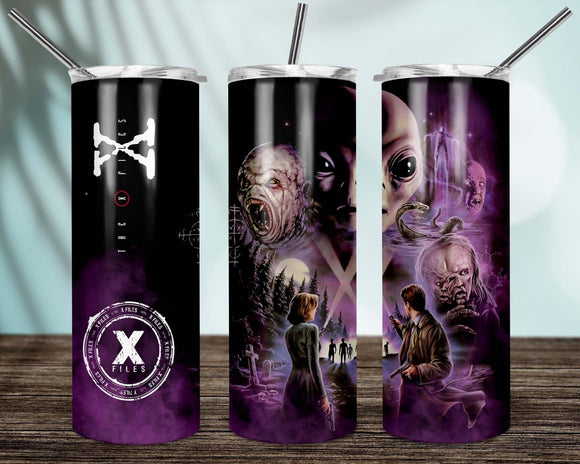 The X Files 20oz Skinny Tumbler custom drinkware - with straw Stainless Steel Cup -Halloween