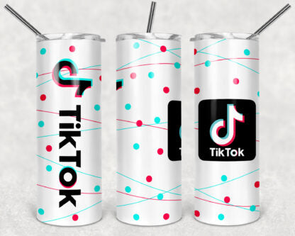 Tik Tok 20oz Skinny Straight Tumbler custom drinkware - with straw - Stainless Steel cup