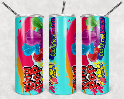 Ring Pop Tongue Painters 20oz Skinny Tumbler custom drinkware - with straw - Stainless Steel cup- Candy