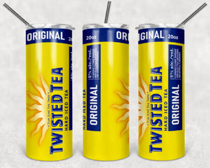 Twisted Tea 20oz Skinny Tumbler custom drinkware - with straw - Stainless Steel cup