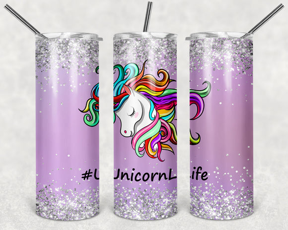 Unicorn Life 20 oz Skinny Tumbler custom drinkware - with straw - Personalized