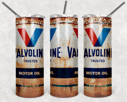 Valvoline Motor Oil  20oz Skinny Tumbler custom drinkware - with straw - Stainless Steel cup