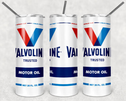 Valvoline Motor Oil  20oz Skinny Tumbler custom drinkware - with straw - Stainless Steel cup