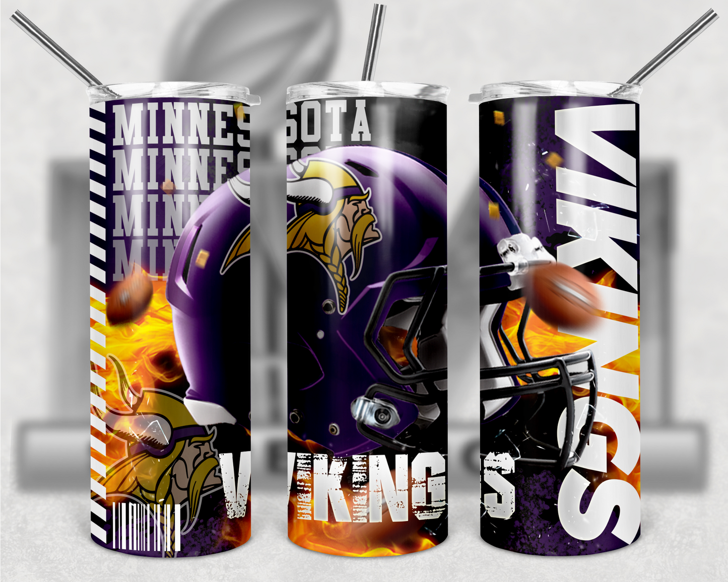 Football Teams 20oz Skinny Tumbler custom drinkware - with straw - Stainless Steel cup - NFL -