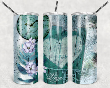 Vintage Love 20oz Skinny Tumbler custom drinkware - with straw - Stainless Steel cup