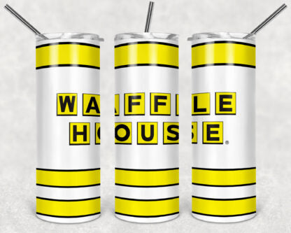 Waffle House 20oz Skinny Tumbler custom drinkware - with straw Stainless Steel Cup - Restaurant