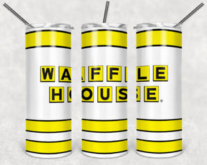 Waffle House 20oz Skinny Tumbler custom drinkware - with straw Stainless Steel Cup - Restaurant