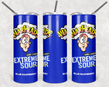 Warheads Candy 20oz Skinny Tumbler custom drinkware - with straw Stainless Steel Cup - Extremely Sour