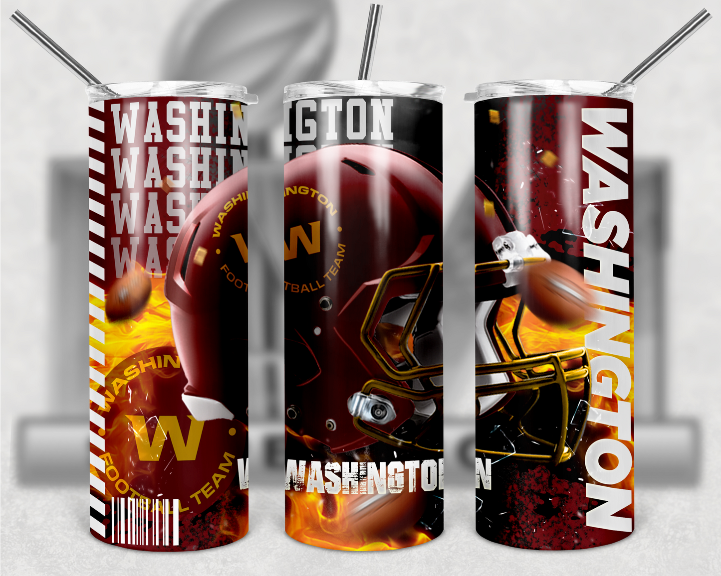 Football Teams 20oz Skinny Tumbler custom drinkware - with straw - Stainless Steel cup - NFL -