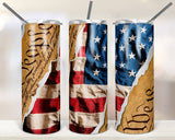 We The People 20oz Skinny Tumbler custom drinkware - with straw - Stainless Steel cup - America  -