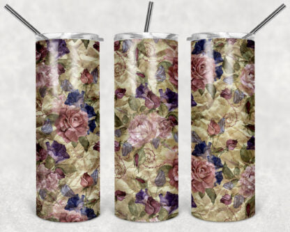 Wild Flowers 20 oz Skinny Tumbler custom drinkware - with straw - cup - 4 different styles