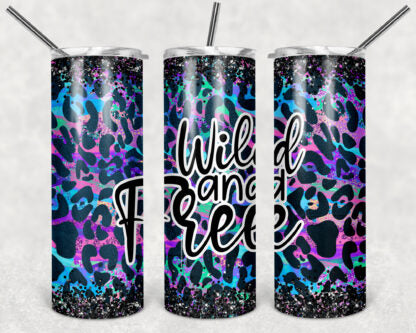 Wild And Free Leopard Print 20oz Skinny Tumbler custom drinkware- with straw - cup