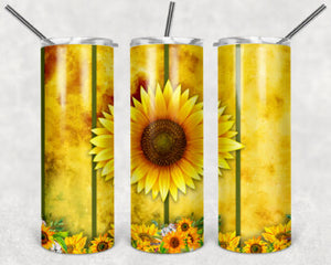 Yellow Sunflower 20oz Skinny Tumbler custom drinkware - with straw Stainless Steel Cup
