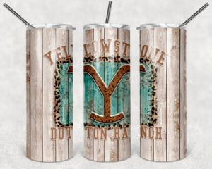 Yellowstone Dutton Ranch 20oz Skinny Tumbler custom drinkware - with straw Stainless Steel Cup