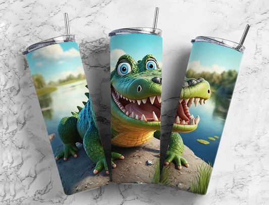 Alligator 20oz Skinny Straight Tumbler drinkware-with straw -water bottle -coffee mug cup travel tumbler