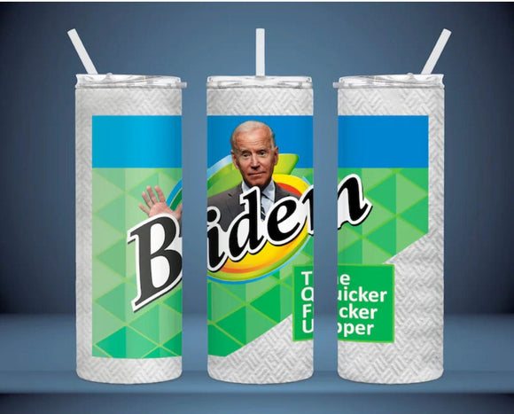Biden The Quicker F'r Upper 20oz Skinny Tumbler custom drinkware - with straw - Stainless Steel cup