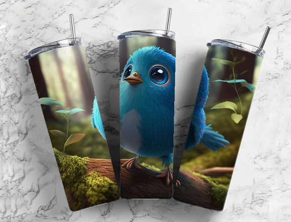 Blue Bird Cute 20oz Skinny Straight Tumbler drinkware-with straw -water bottle -coffee mug cup travel tumbler
