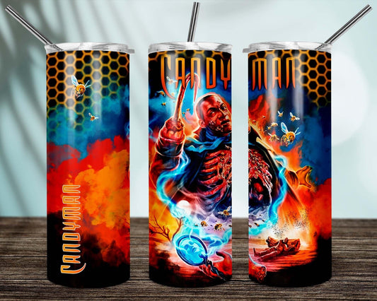 Candyman 20oz Skinny Tumbler custom drinkware - with straw Stainless Steel Cup - Halloween