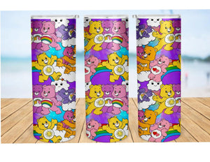 Care Bears 20oz Skinny Tumbler custom drinkware - with straw - Stainless Steel cup
