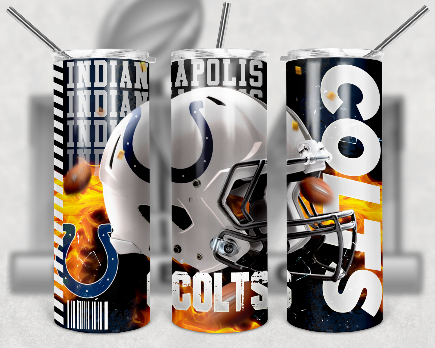 Football Teams 20oz Skinny Tumbler custom drinkware - with straw - Stainless Steel cup - NFL -