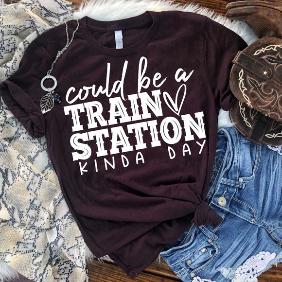 Could be a Train Station Kind of Day Tee T-Shirt - Ladies Shirt - graphic t-shirt - floral roses