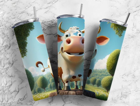 Cow Cute and Funny 20oz Skinny Straight Tumbler drinkware-with straw -water bottle -coffee mug cup travel tumbler