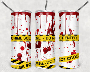 Crime Scene 20oz Skinny Tumbler custom drinkware - with straw - Stainless Steel cup