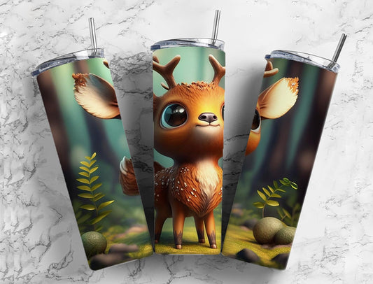 Deer Raindeer 20oz Skinny Straight Tumbler drinkware-with straw -water bottle -coffee mug cup travel tumbler