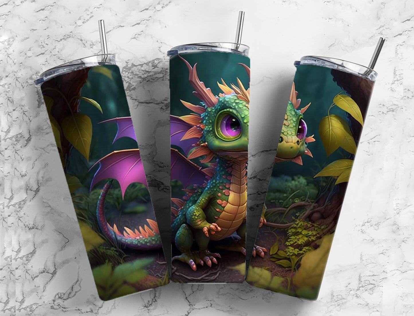 Dragon 20oz Skinny Straight Tumbler drinkware-with straw -water bottle -coffee mug cup travel tumbler