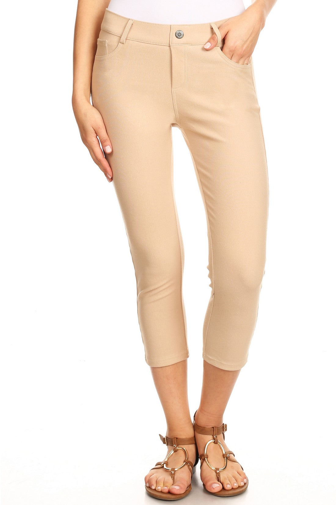 Camel color Plus size Jean Capris Jeggings - 5 Pockets Tan – Berry Blossom  Fashion