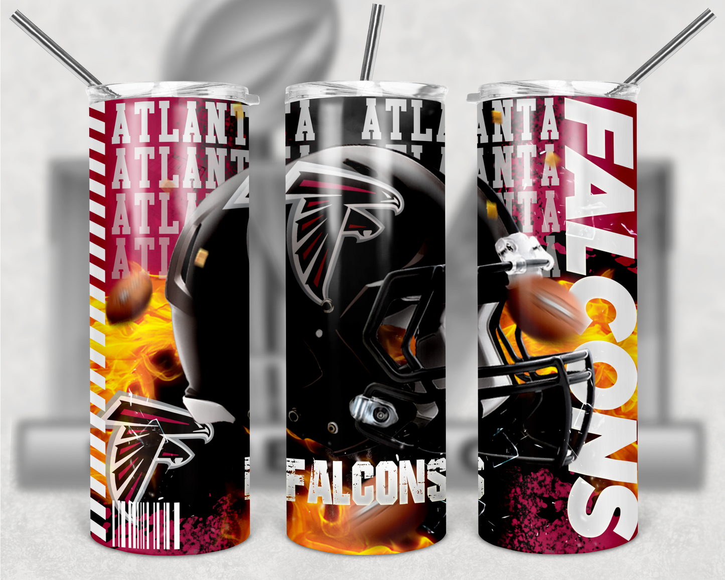 Football Teams 20oz Skinny Tumbler custom drinkware - with straw - Stainless Steel cup - NFL -