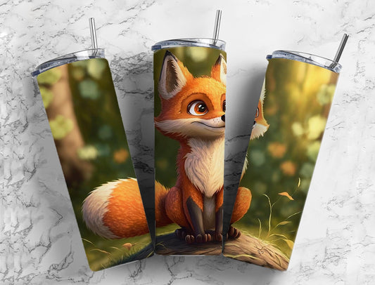 Fox cute 20oz Skinny Straight Tumbler drinkware-with straw -water bottle -coffee mug cup travel tumbler