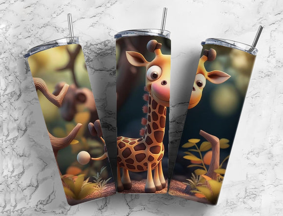 Giraffe cute 20oz Skinny Straight Tumbler drinkware-with straw -water bottle -coffee mug cup travel tumbler
