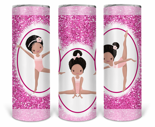 Gymnastics Black Pink 20oz Skinny Tumbler custom drinkware - with straw - Stainless Steel cup