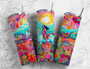 Horse back rider 20oz Skinny Straight Tumbler drinkware-with straw -water bottle -coffee mug cup travel tumbler