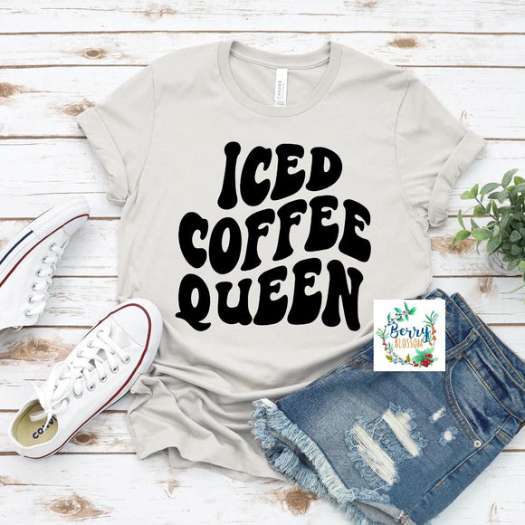 Iced Coffee Queen Tee - Unisex T-Shirt - Ladies Silver shirt - Graphic t-shirt - Women's top